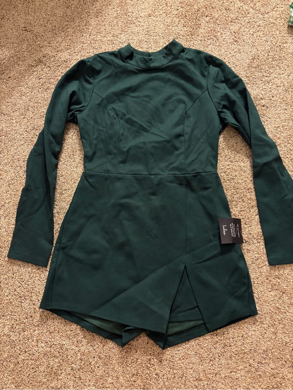 Lulu's Forest Green Long Sleeve Dress With Shorts - Size M